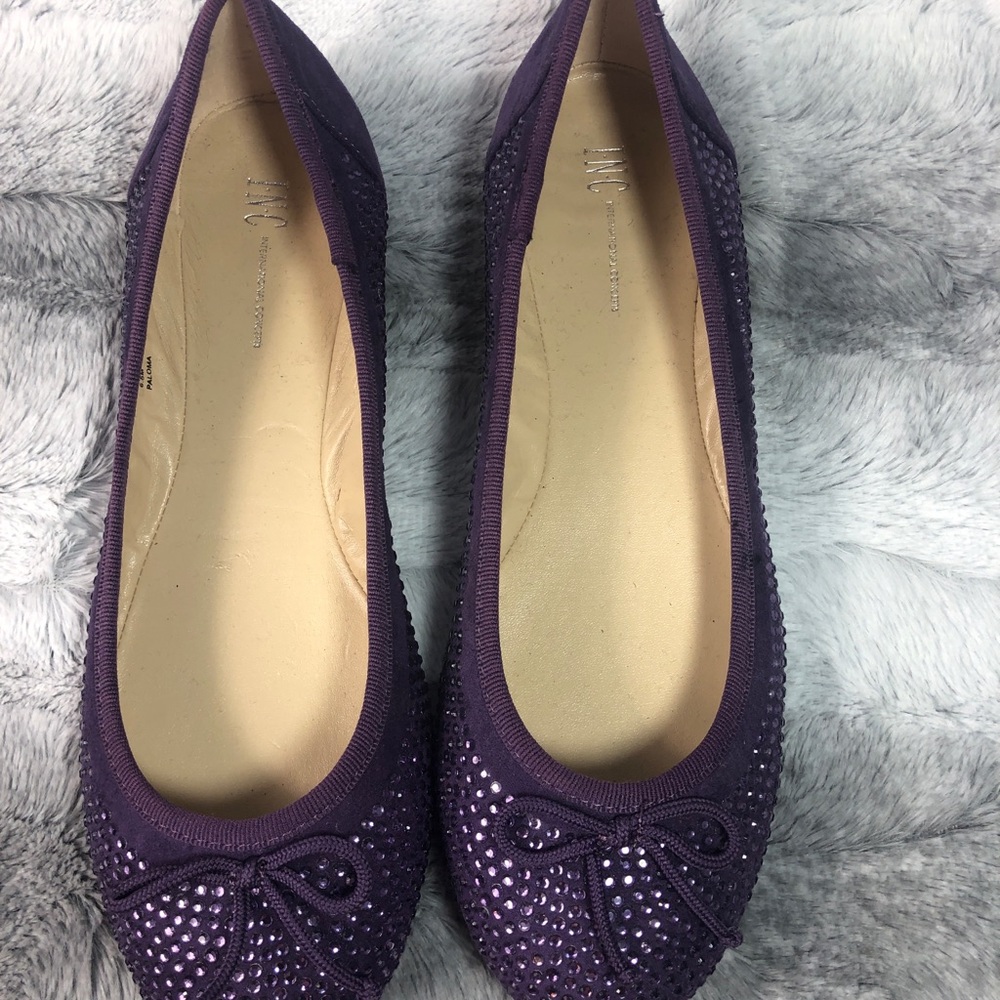 INC 6.5 purple, rhinestone ballet flats. NWOT
